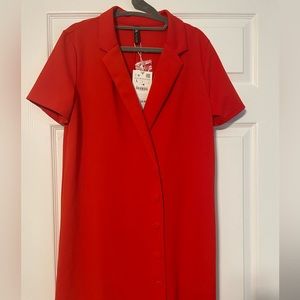 Zara red orange button up dress